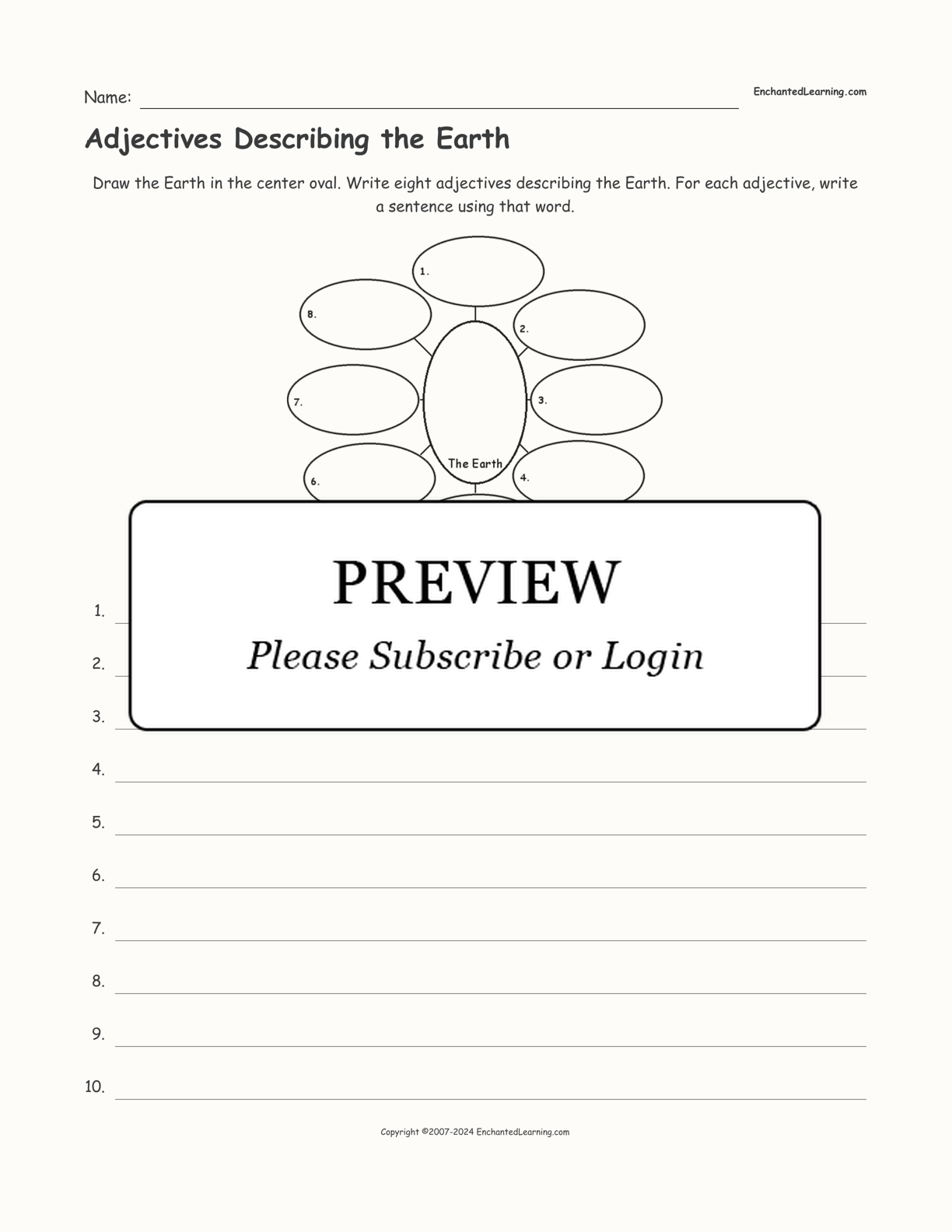 Adjectives Describing the Earth interactive worksheet page 1