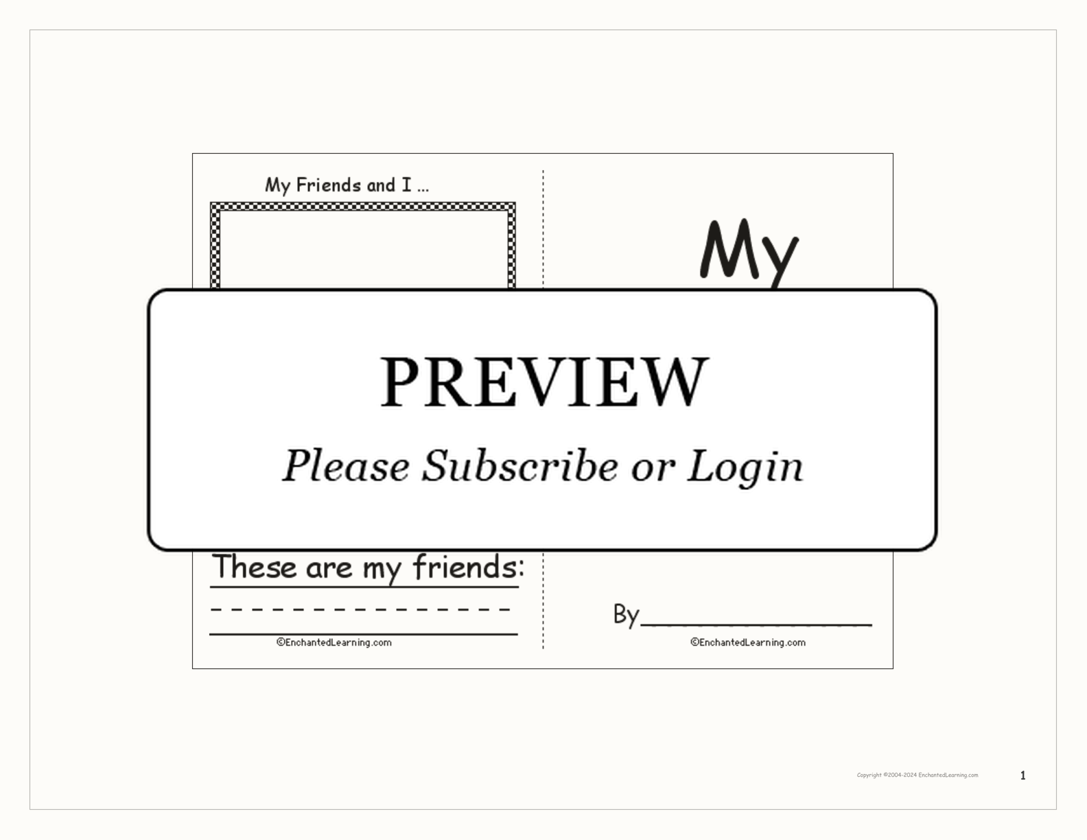 My Friends and I... Printable Book interactive printout page 1