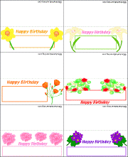 Flower template and the message, "Happy Birthday".