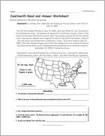 Juneteenth Read and Answer Worksheet