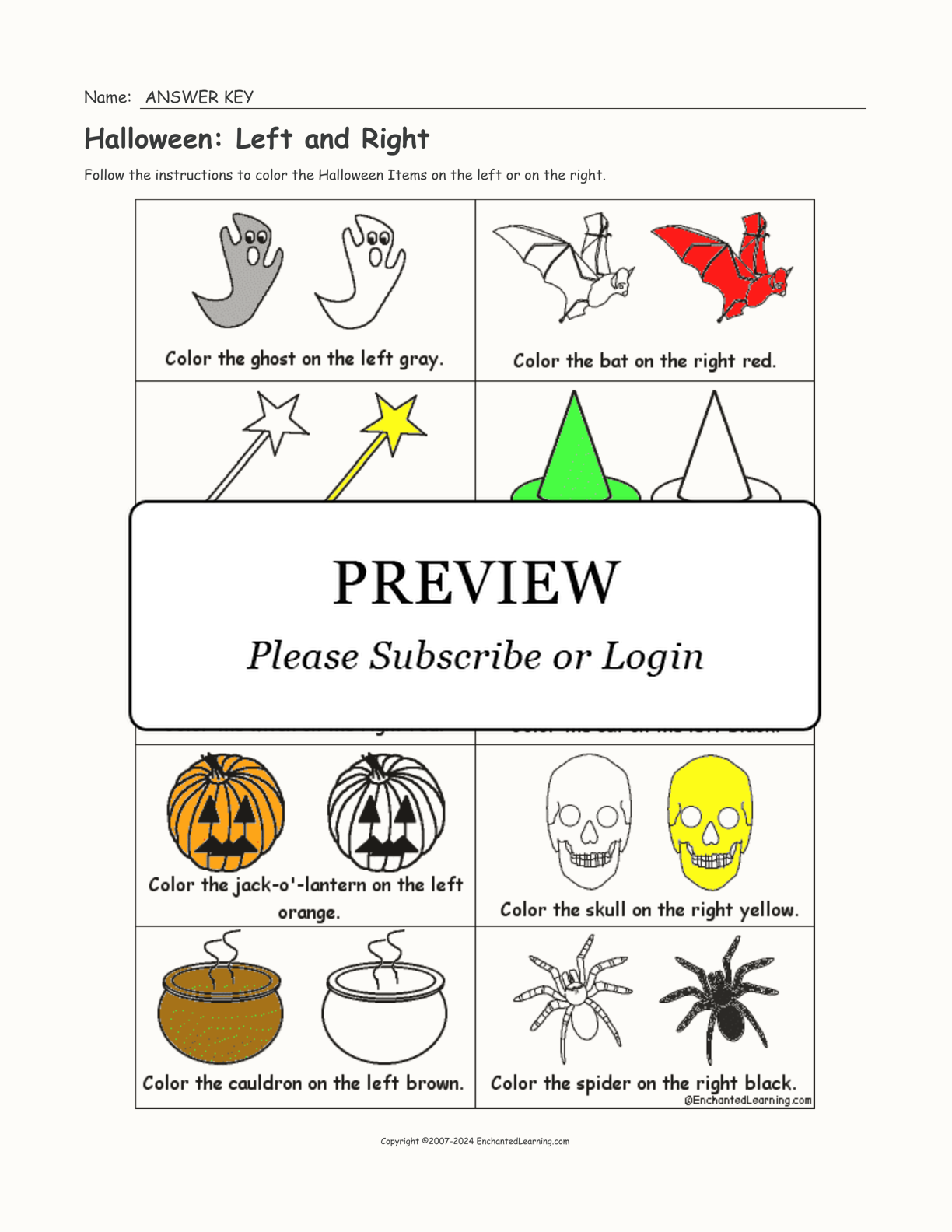 Halloween: Left and Right interactive worksheet page 2
