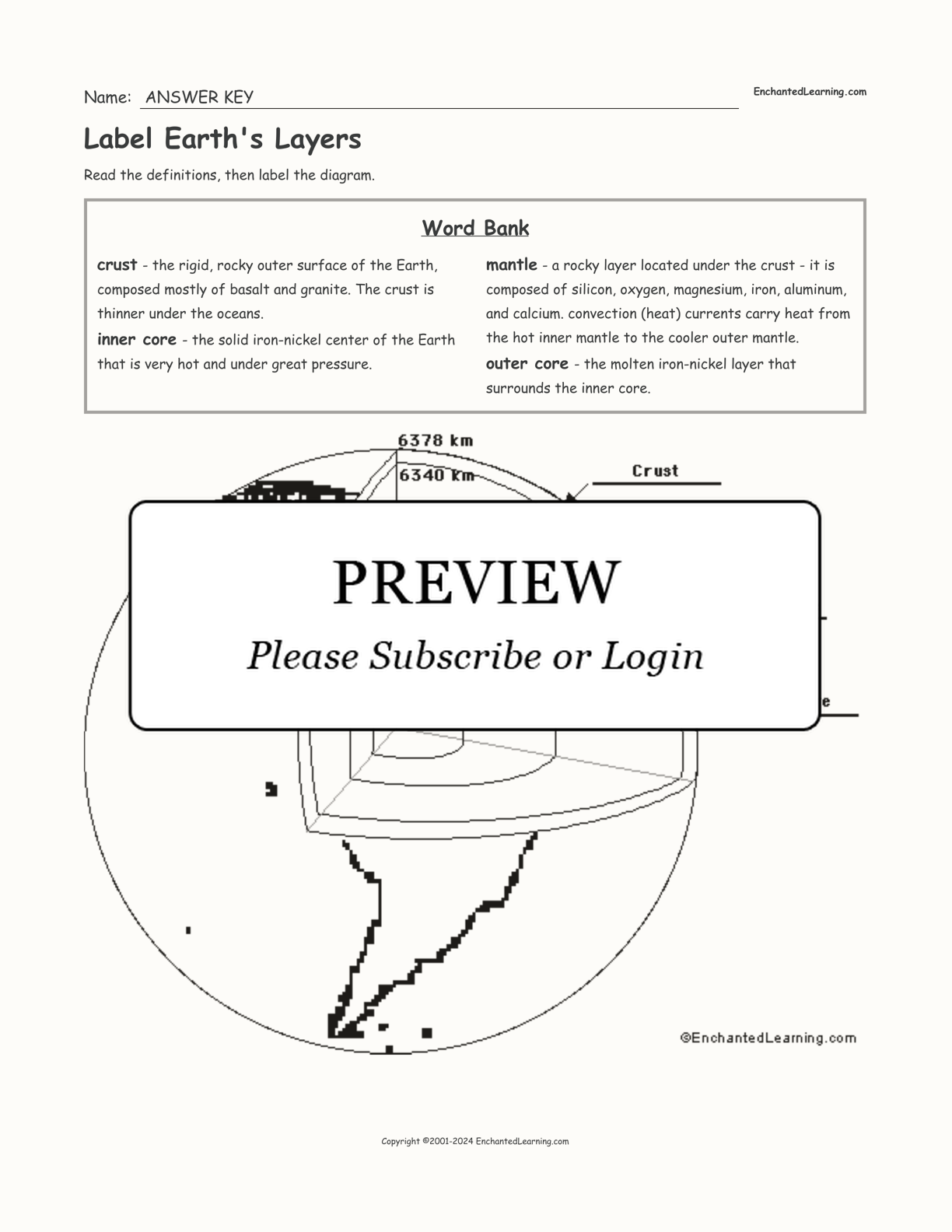 Label Earth's Layers interactive worksheet page 2
