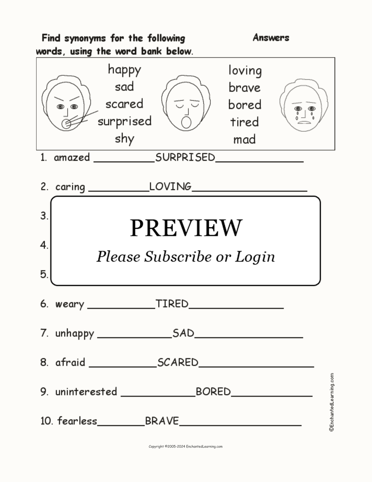 Emotion Synonyms interactive worksheet page 2