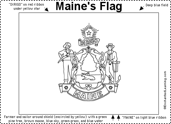 maine flag coloring pages - photo #9